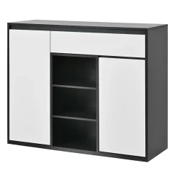 Meuble à Chaussures - Meuble entrée avec Étagères Ajustables et Grande Capacité - Noir et Blanc - 105x39,5x86 cm