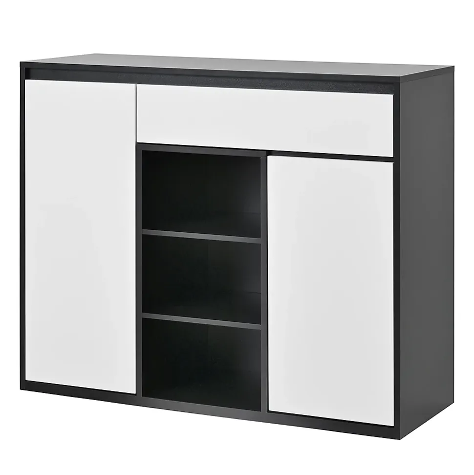 Meuble à Chaussures - Meuble entrée avec Étagères Ajustables et Grande Capacité - Noir et Blanc - 105x39,5x86 cm