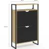 Meuble à chaussures 12 paires BOSTON 2 portes noires avec étagère supérieure design industriel