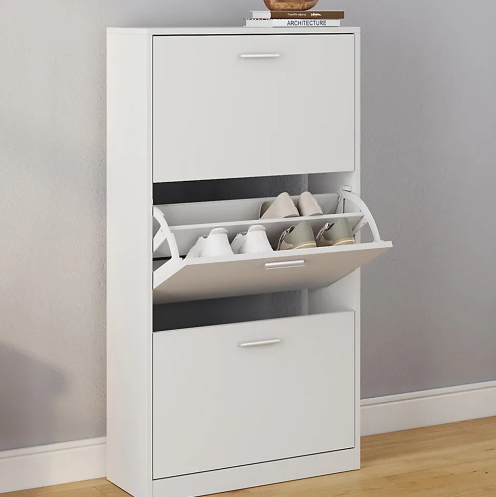 Meuble à chaussures 18 paires KLARK 3 portes blanc