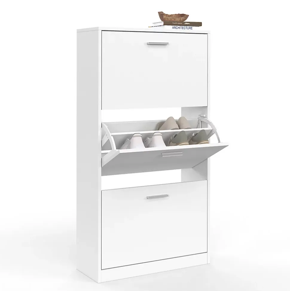 Meuble à chaussures 18 paires KLARK 3 portes blanc