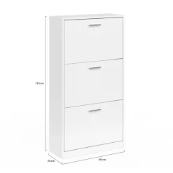 Meuble à chaussures 18 paires KLARK 3 portes blanc