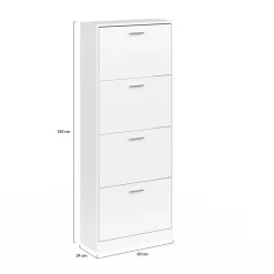 Meuble à chaussures 24 paires KLARK 4 portes blanc
