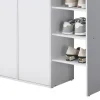 Meuble à chaussures 3 portes et 3 niches - Blanc et Naturel clair - SKAIDO