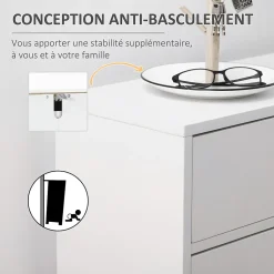 Meuble à chaussures 2 portes étagères réglables tiroir style moderne dim. 75 x 26 x 110 cm blanc