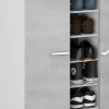 Meuble à chaussures 2 portes coloris Blanc / Ciment en mélamine - Dim: 103 x 55 x 36 cm