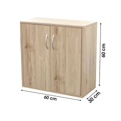 Meuble à chaussures 3 étagères avec 2 portes 60x30xH60 cm, coloris chene sonoma Collection SONORIA