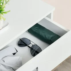 Meuble à chaussures 2 tiroirs rabattables 2 étagères tiroir blanc