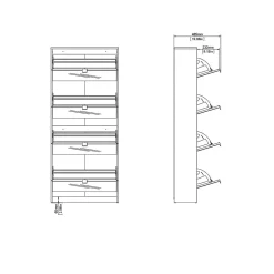 Meuble à chaussures Aepytus, Meuble à chaussures, Armoire d'entrée polyvalente, Rangement pour chaussures, 70x24 h162 cm, Blanc