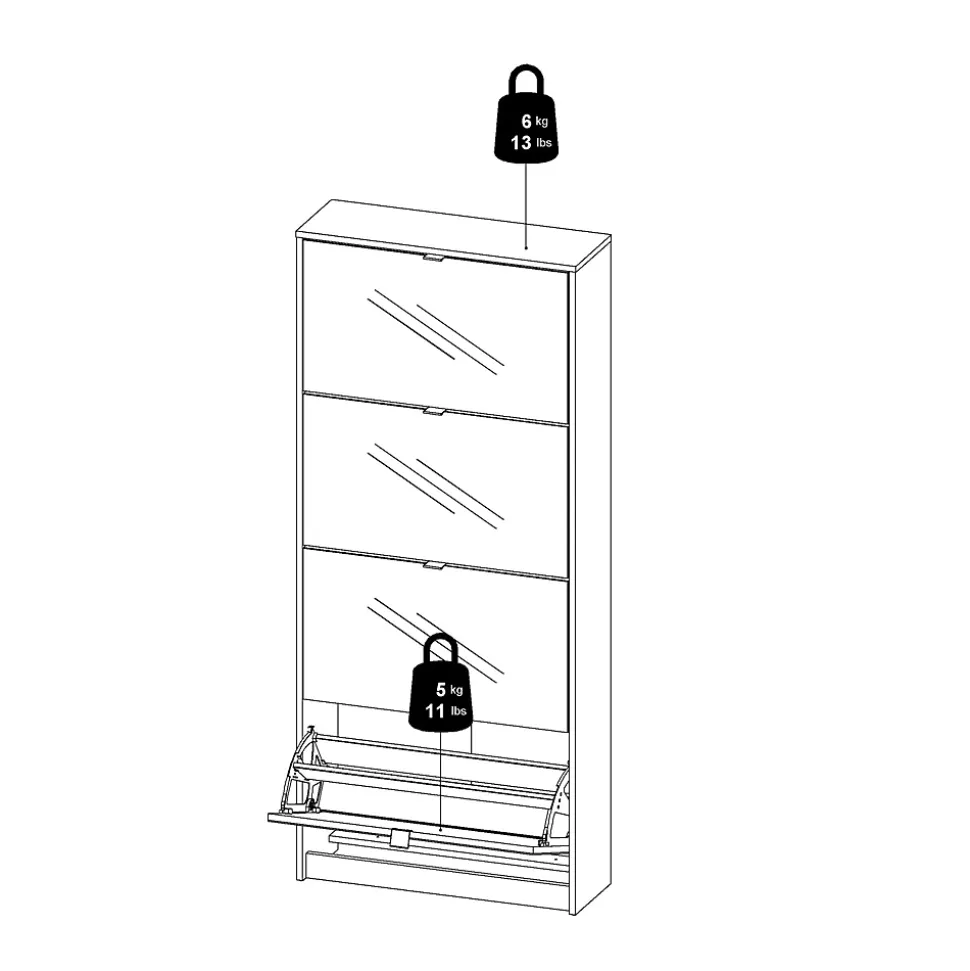Meuble à chaussures Aepytus, Meuble à chaussures, Armoire d'entrée polyvalente, Rangement pour chaussures, 70x24 h162 cm, Blanc