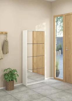 Meuble à chaussures Aepytus, Meuble à chaussures, Armoire d'entrée polyvalente, Rangement pour chaussures, 70x24 h162 cm, Blanc