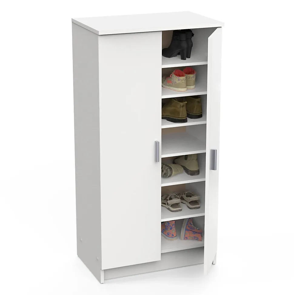 Meuble à chaussures Alcudia, Etagere à chaussures peu encombrante, Armoire polyvalente avec 5 Etageres, 55x36h108 cm, Blanc