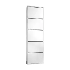 Meuble à chaussures Alginet, Etagere à chaussures peu encombrante, Etagere à chaussures en métal 5 portes, 50x15h169 cm, Blanc