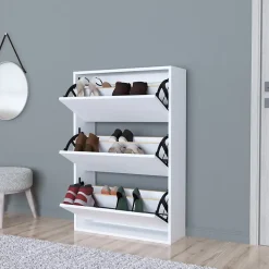 Meuble à chaussures Aurskog 110 x 74 x 24 cm blanc en.casa