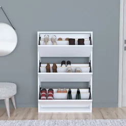 Meuble à chaussures Aurskog 110 x 74 x 24 cm blanc en.casa