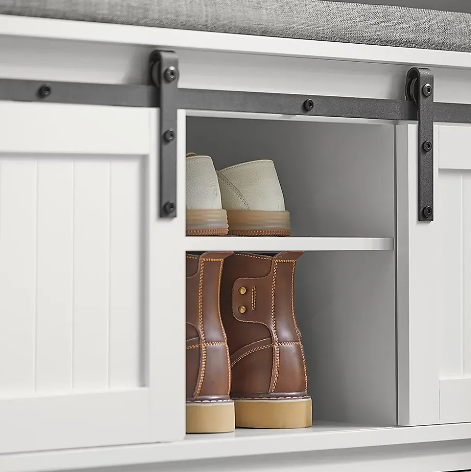Meuble à Chaussures avec 6 Compartiment, Porte de Grange Coulissante, FSR133-W, SoBuy