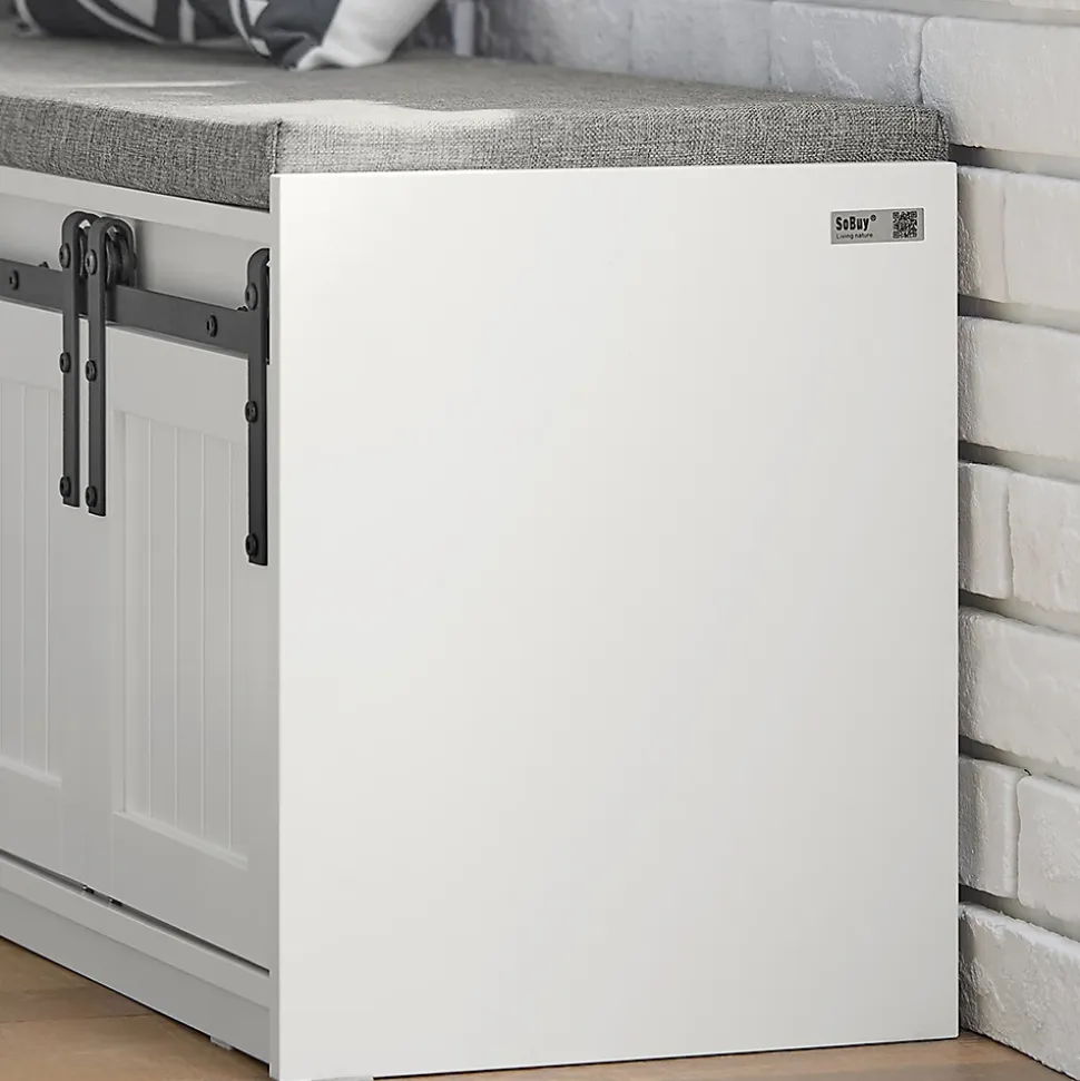 Meuble à Chaussures avec 6 Compartiment, Porte de Grange Coulissante, FSR133-W, SoBuy
