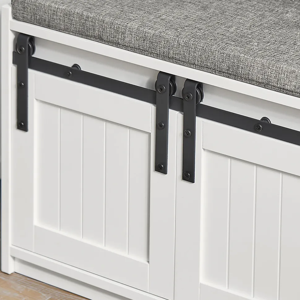 Meuble à Chaussures avec 6 Compartiment, Porte de Grange Coulissante, FSR133-W, SoBuy
