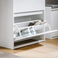 Meuble à Chaussures avec 2 Abattants 1 Tiroir Séparateur Réglable, FSR165-W, SoBuy
