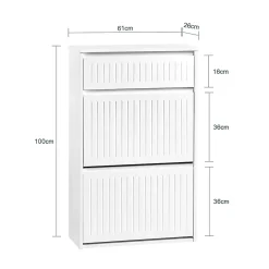 Meuble à Chaussures avec 2 Abattants 1 Tiroir Séparateur Réglable, FSR165-W, SoBuy