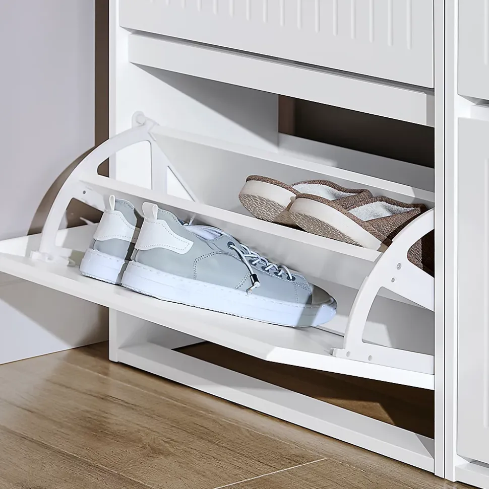 Meuble à Chaussures avec 3 Abattants pour Petite Entrée Couloir, FSR165-H-W, SoBuy
