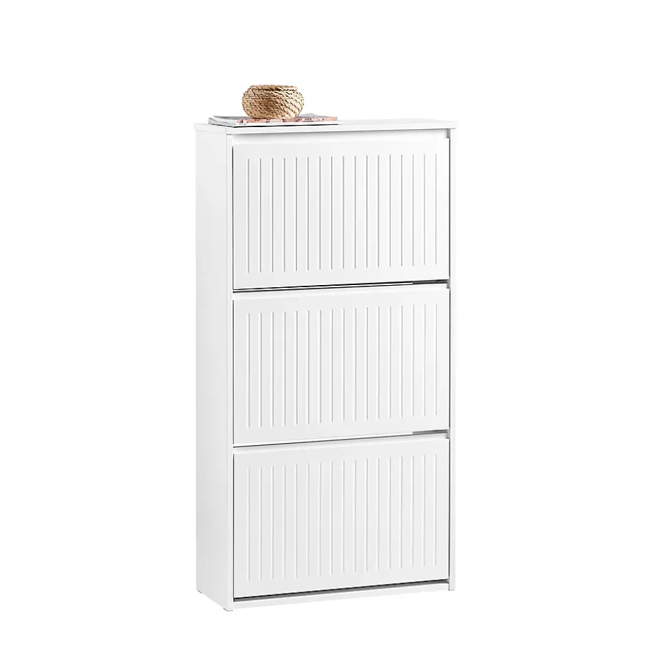 Meuble à Chaussures avec 3 Abattants pour Petite Entrée Couloir, FSR165-H-W, SoBuy