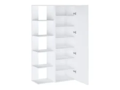 Meuble à chaussures avec 4 étagères et 1 porte miroir - Blanc - SYLANY
