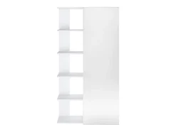 Meuble à chaussures avec 4 étagères et 1 porte miroir - Blanc - SYLANY