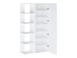 Meuble à chaussures avec 4 étagères et 1 porte miroir - Blanc - SYLANY