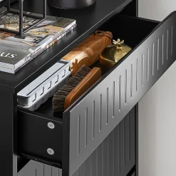 Meuble à Chaussures avec 2 Abattants 1 Tiroir Séparateur Réglable, FSR165-SCH, SoBuy