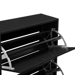 Meuble à Chaussures avec 2 Compartiments Panneau de Particules 63 x 24 x 81 cm Noir en.casa