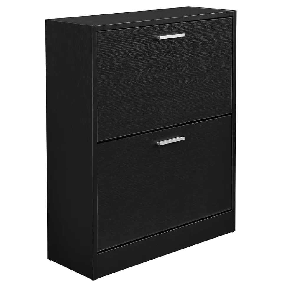 Meuble à Chaussures avec 2 Compartiments Panneau de Particules 63 x 24 x 81 cm Noir en.casa