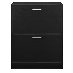 Meuble à Chaussures avec 2 Compartiments Panneau de Particules 63 x 24 x 81 cm Noir en.casa