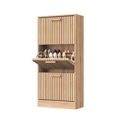 Meuble à chaussures avec 3 portes abattantes, grande capacité, idéal pour salon et entrée