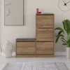 Meuble à chaussures avec assise - 4 rangements - bois - VALES