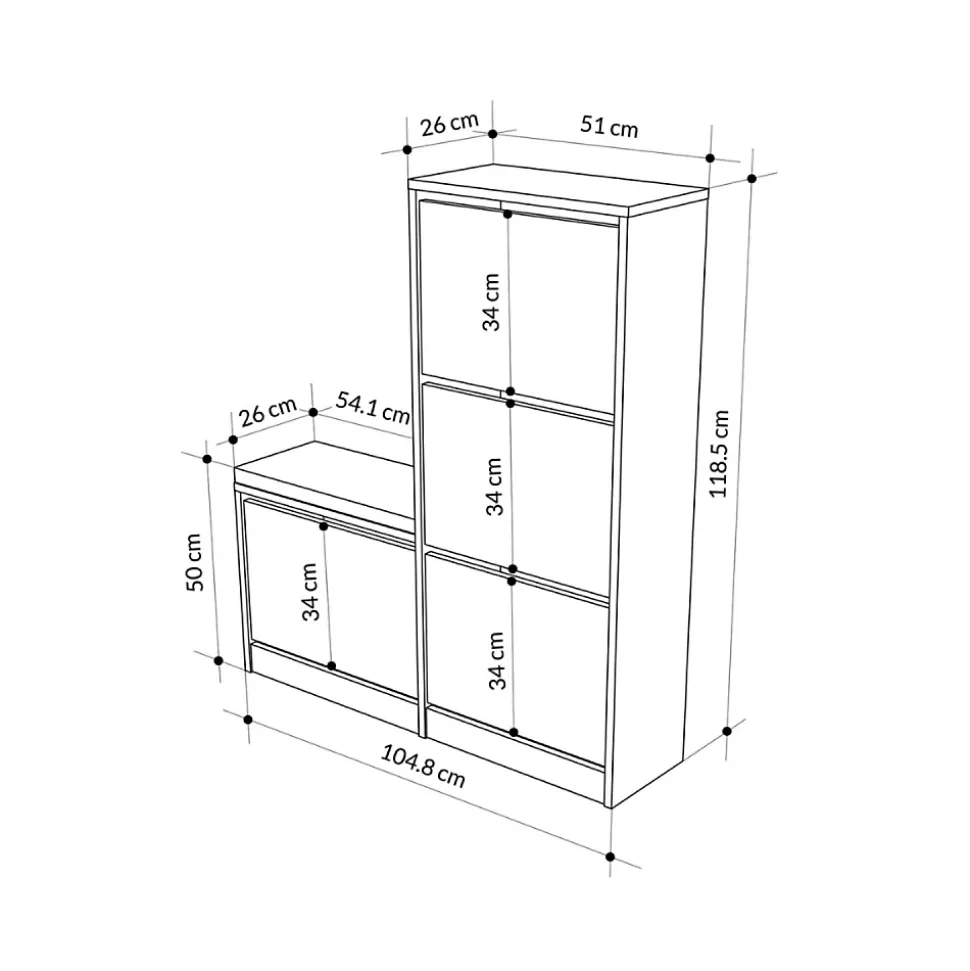 Meuble à chaussures avec assise - 4 rangements - bois - VALES