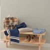 Meuble à chaussures avec deux tablettes empilables en pin (30x75x25,9 cm)