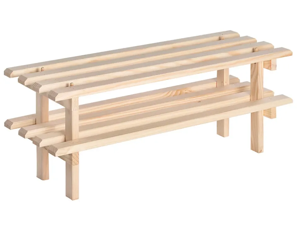 Meuble à chaussures avec deux tablettes empilables en pin (30x75x25,9 cm)