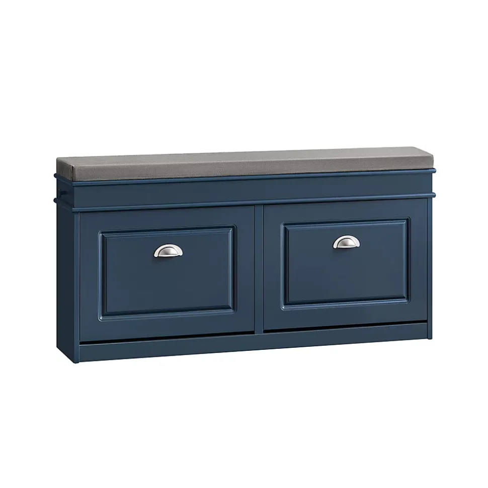 Meuble à Chaussures avec Rangement Pliable Bleu Tissu 104x24x52cm pour Entrée Chambre Gain de Place