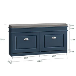 Meuble à Chaussures avec Rangement Pliable Bleu Tissu 104x24x52cm pour Entrée Chambre Gain de Place