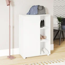 Meuble à chaussures Beaux Meubles Pas Chers BST21-06 Blanc 67.5x96.5x35 cm