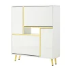 Meuble à Chaussures Blanc Brillant, Éclairage LED Multicolore, design Moderne, entrée/Salon, Panneaux de Particules, 80x25x96 cm
