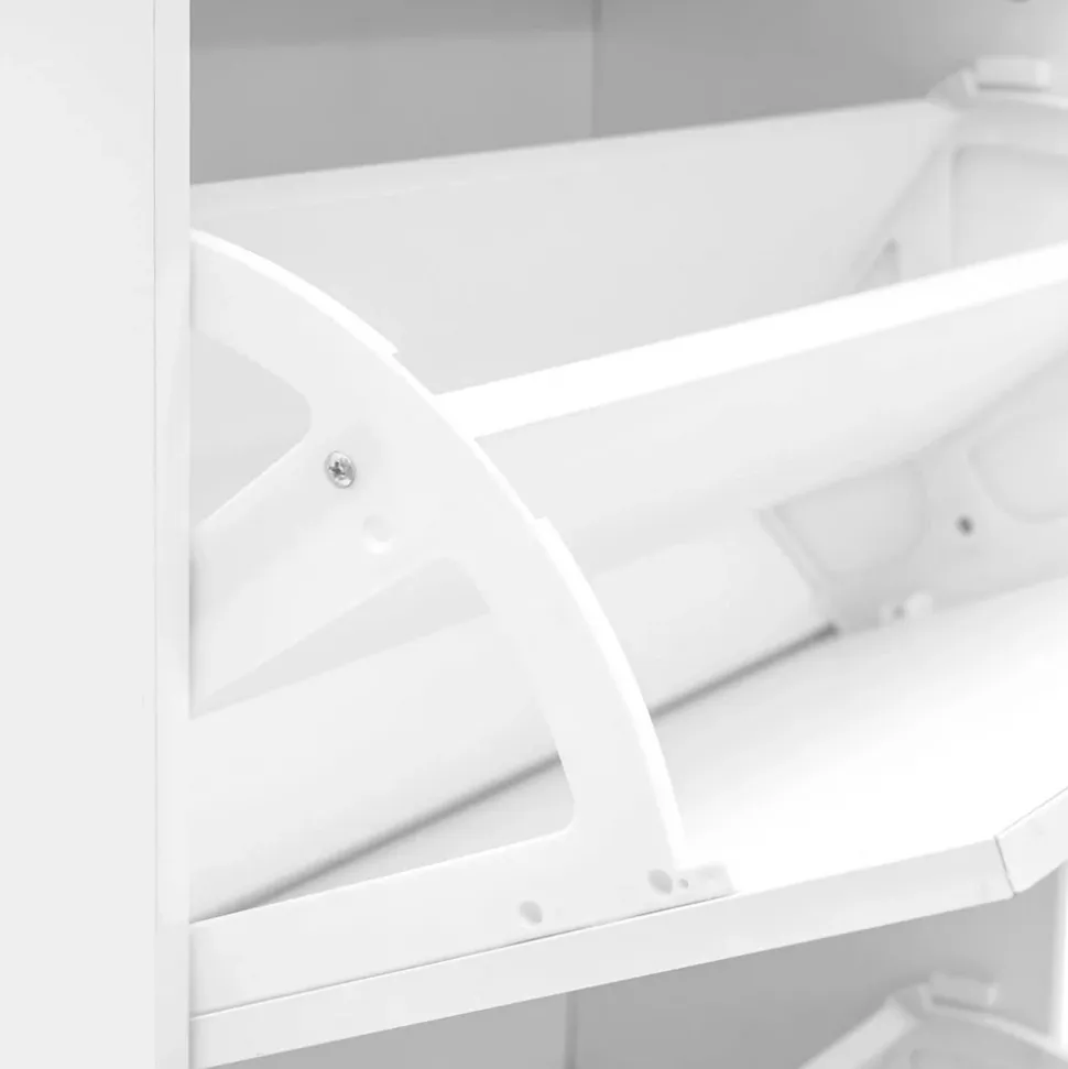 Meuble à Chaussures Blanc MDF 3 Portes pour 12 Paires pour Entrées