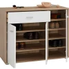 Meuble à chaussures CAMILLE, en mélaminé décor chêne sonoma et blanc mat