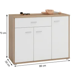 Meuble à chaussures CAMILLE, en mélaminé décor chêne sonoma et blanc mat