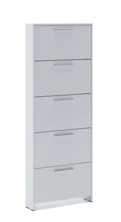 Meuble à chaussures Campania, Meuble à chaussures, Armoire d'entrée polyvalente, Rangement pour chaussures, 69x17h187 cm, Blanc