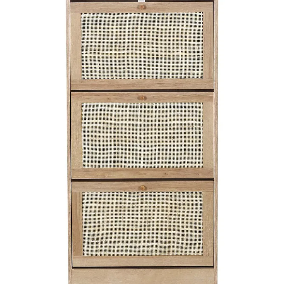 Meuble à chaussures cannage et bois 3 portes Bali