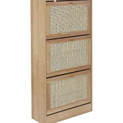 Meuble à chaussures cannage et bois 3 portes Bali