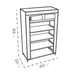 Meuble à chaussures coloris noir avec une housse en toile - Longueur 60 x profondeur 30 x Hauteur 89 cm
