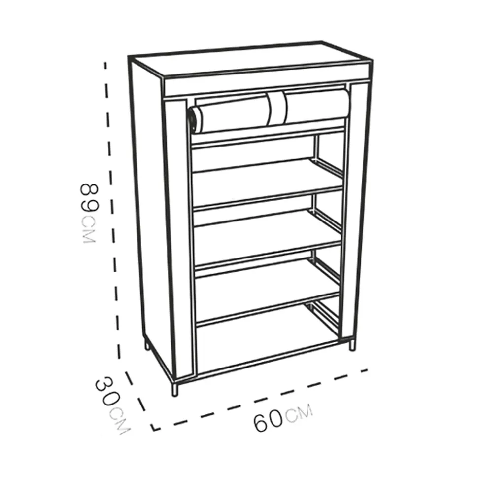 Meuble à chaussures coloris noir avec une housse en toile - Longueur 60 x profondeur 30 x Hauteur 89 cm